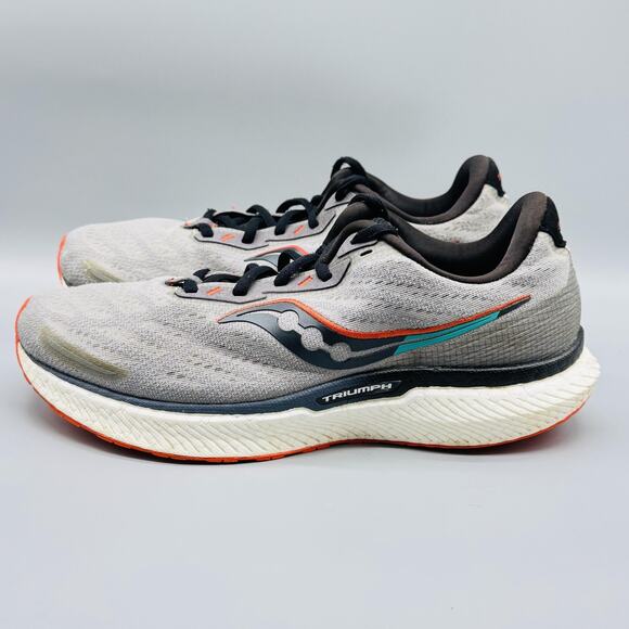 Saucony Shoes Mens 11 Gray Black Orange Triumph 18 Athletic Running Sneakers - Picture 5 of 12